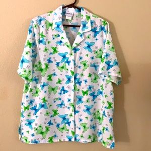 Cute butterfly blouse from BonWorth blue and green
